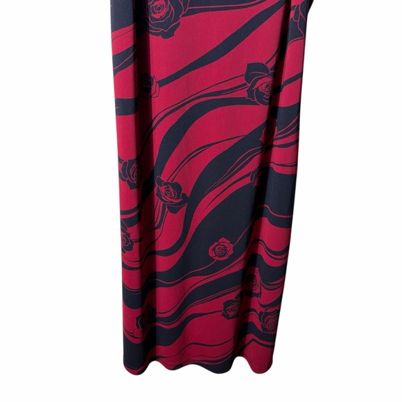 Vintage 90s Grungy WhimsiGoth Rose Dress Black and Red Size 14 - Picture 4 of 7